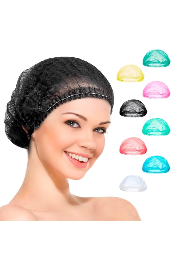 Black Disposable Polypropylene Bouffant Caps 21 Inches - Pack of 100 - Unisex - Professionals, Hygiene-Conscious Individuals - Protective Head Caps