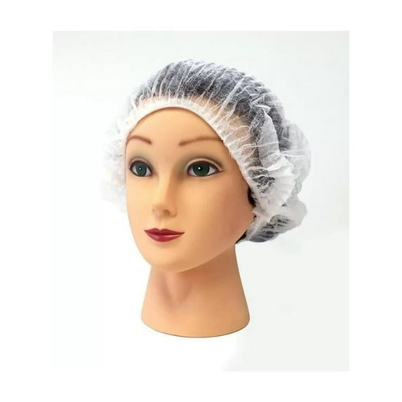 MMBM White Disposable Pleated Polypropylene Mob Caps 10GSM Bouffant Hair Cover, 21" - 2000 Pcs