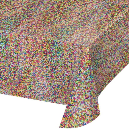 Disposable Multicolor Prismatic Dots Plastic Tablecloth, 54" x 84" in by Way to Celebrate