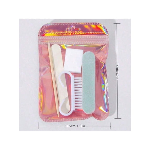Disposable Nail Art Tool Kit, 15-Piece Short Buffing Blocks & Cuticle Sticks, Manicure Nail File Set (Solid Brush)
