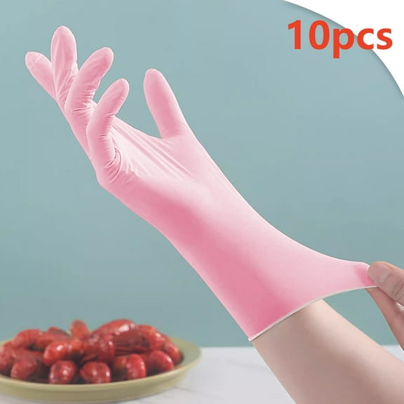 Disposable Nitrile Cleaning Gloves for Kitchen and Household, 10-Pack, Waterproof, Thickened, Soft, Textured Grip, Long Forearm Protection