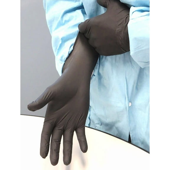 Disposable Nitrile Exam Gloves for Auto, Tattoo, Dentistry, Catering, 5 mil - Large, Black (Pack of 100)