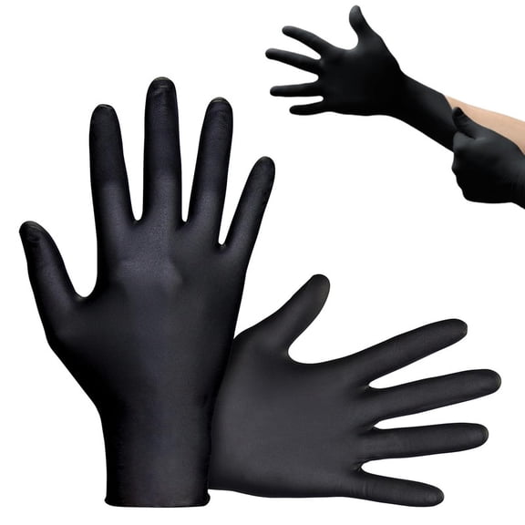 Disposable Nitrile Exam Gloves for Auto, Tattoo, Dentistry, Catering, 5 mil - Small, Black (Pack of 100)