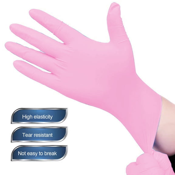 Disposable Nitrile Gloves Pink,Food Safe Rubber Gloves Latex-Free Powder-Free for Cooking Food Prep Kitchen Clean