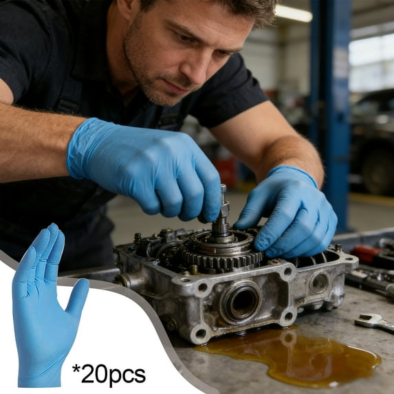 Disposable Nitrile Gloves for Food Handling, Kitchen, Cleaning, and Household Chores, 20 Count Pack