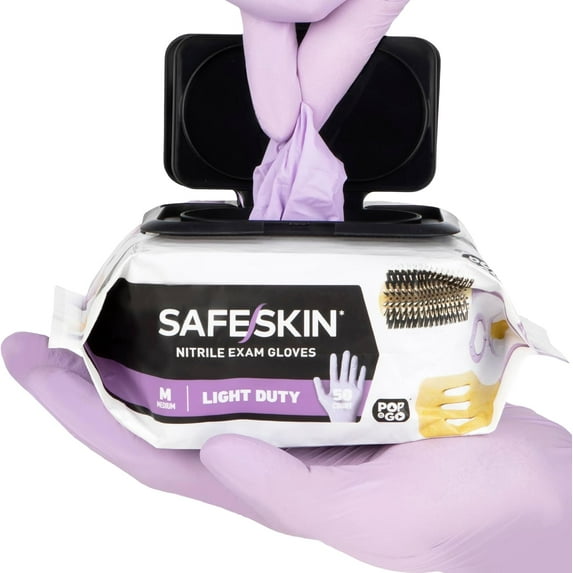Disposable Nitrile Gloves in POP-N-GO Pack of 50 or 200 Powder Free - Hair, Cleaning, Medical Use, Food Handling