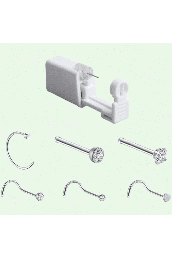 Disposable Nose Piercing Kit - Easy and Safe Nose Piercing Gun with 6 Nose Studs