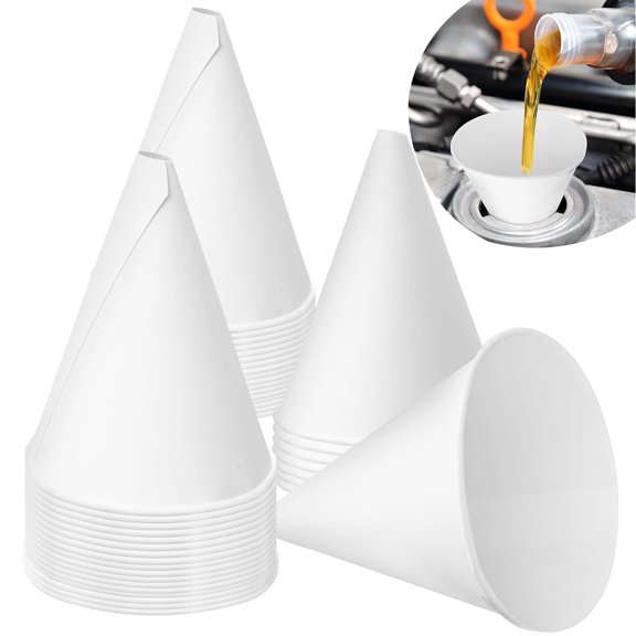 Disposable Oil Funnel,Bexikou 30 Pcs Paper Funnels for Automotive Use, Automotive Car Fuel Funnels Dispenser,Multi-Purpose Funnels for for Water Engine Oil Coolant Kitchen Filling Bottle