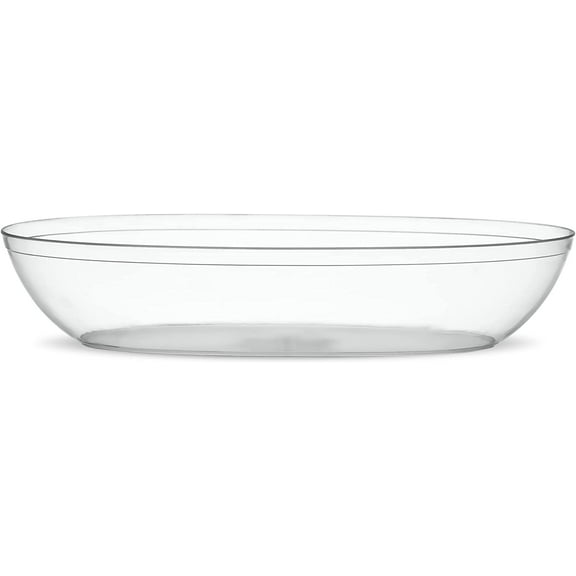 Disposable Oval Serving Bowls, Party Snack or Salad Bowl, 32-Ounce, Plastic Crystal Clear Pack of 4
