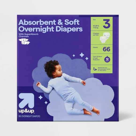 Disposable Overnight Diapers - Size 3 - 66ct