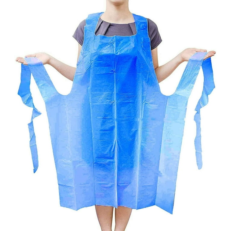 Disposable PE Aprons 28 x 46. Pack of 1000 Blue Polyethylene Aprons 1  mil. Poly Liquid-Proof Workwear. Industrial Uniform Aprons for Men, Women.