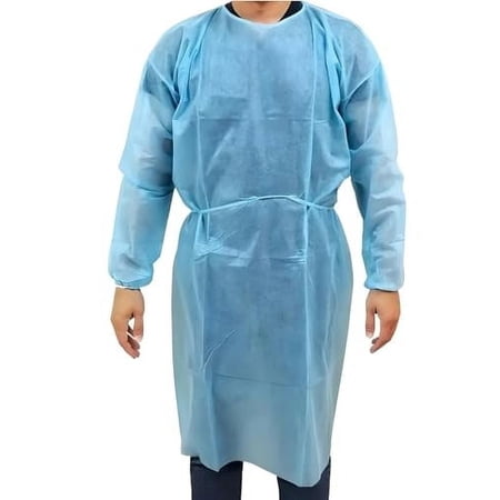 Disposable PPE Latex-Free Isolation Gowns with Elastic Cuff for Dental Offices, Hospitals and Medical use, Fluid Resistant, Non-Woven, Single use Universal Size (Pack of 10)