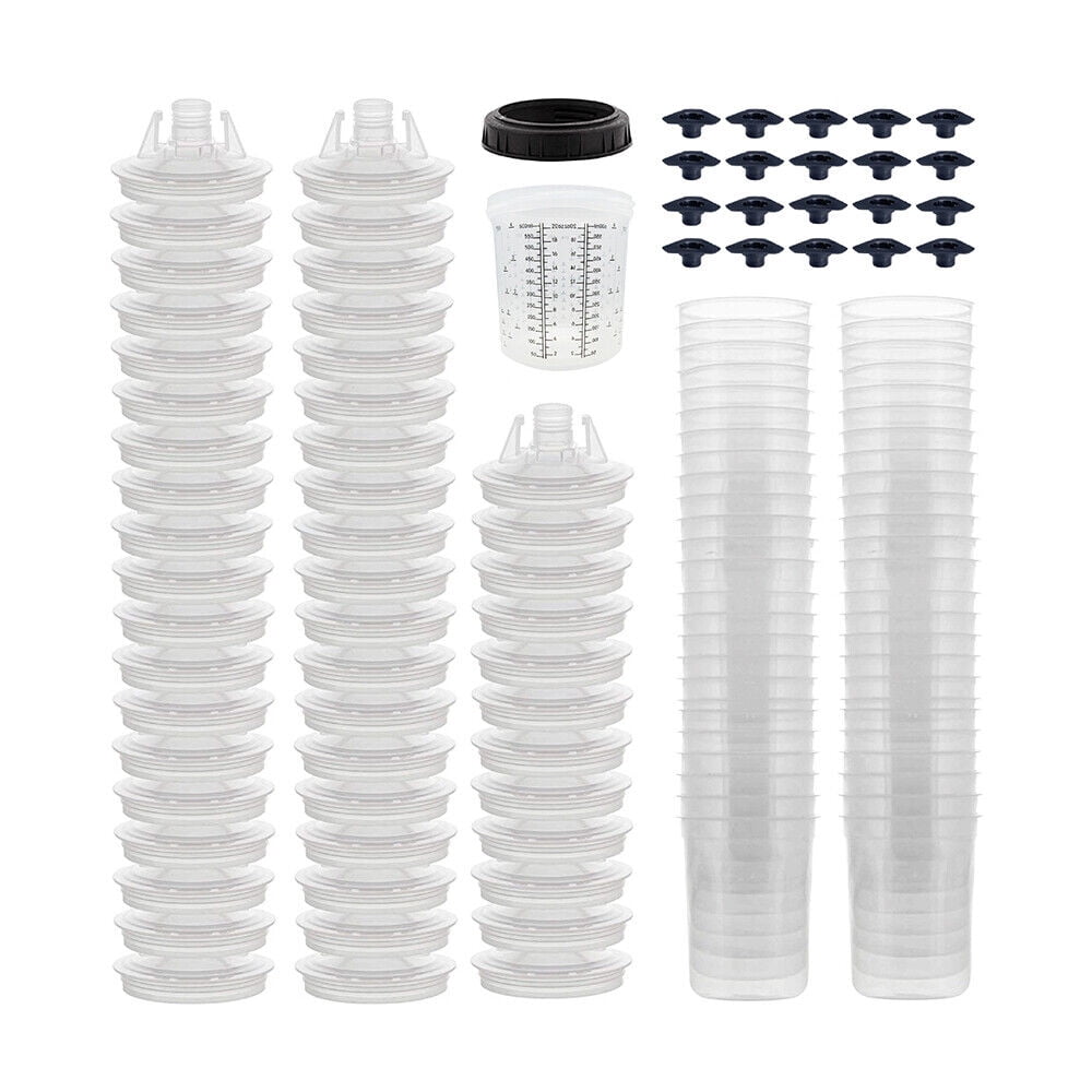 Disposable Paint Spray Gun Cup Liners and Lid System (190 Mic) , 50