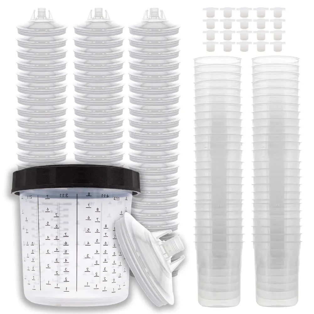 Disposable 20 Ounce (600ml) Paint Spray Gun Cups Liners and Lid System, 50  Pack 190 MIC Kit Quantity: 1 box of DPC Cups