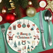 Disposable Painted Paper Plates For Christmas Plates,10PCS Christmas Themes Large Round Christmas Trays Plastic Water Proof Oil Draining Thickened Sturdy Based Pulp