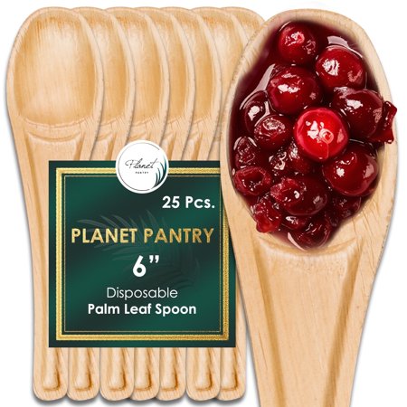Disposable Palm leaf Cutlery Wooden Bamboo-Like Paper and Plastic Alternative Eco-Friendly for Food, Party, Buffet (25 pcs)