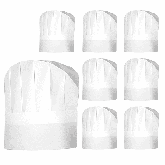 Disposable Paper Chef Hats, 9 Inch White Non-Woven Chef Hats, Adjustable Chefs Hat for DIY, Home Kitchen, Baking and Party Favors