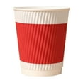 thumbnail image 1 of Disposable Paper Coffee Cups with Corrugated Insulation, Heat Retention, Vibrant Red Stripe Design for Hot Beverages, Office, Home, Travel, and Catering Use, 1 of 5