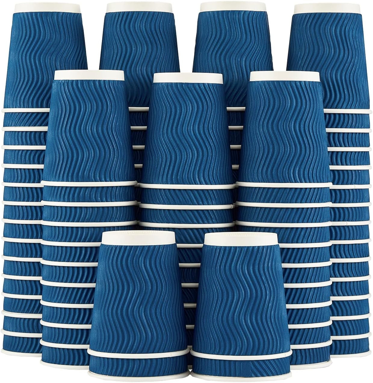 Disposable Paper Coffee Cups Insulated, Corrugated Kraft Ripple Wall ...