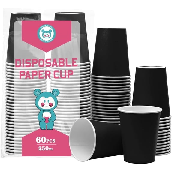 AOBAIWO Disposable Paper Cups, 60pcs Color Paper Cups For DIY Wedding Party Picnic BBQ Travel and Event 8OZ