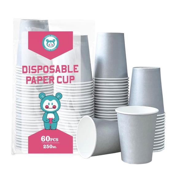 AOBAIWO Disposable Paper Cups, 60pcs Color Paper Cups For DIY Wedding Party Picnic BBQ Travel and Event 8OZ