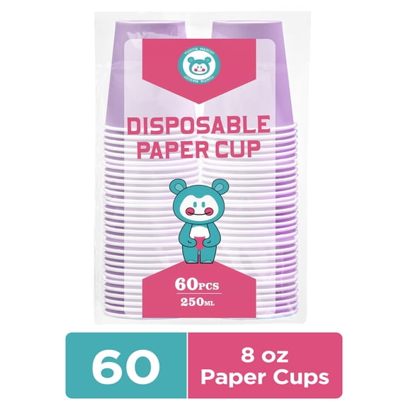 AOBAIWODisposable Paper Cups, for Party Wedding  , 8 oz, Purple, 60 Count