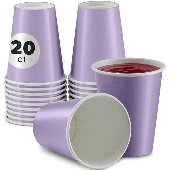 Disposable Paper Cups, 9 oz. Lavender Paper Coffee Cups, Strong and Sturdy Coffee Disposable Cups for Party, Wedding, Thanksgiving Day, Christmas, Halloween Hot Cups, Pack of 50 - By SparkSettings