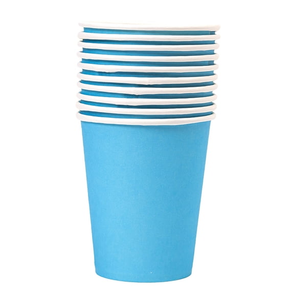 Disposable Paper Cups 9oz - 10 Pack in BU1 - Vibrant Color - Food-Grade Paper for Parties and DIY Creativity