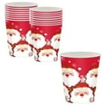 thumbnail image 1 of Disposable Paper Cups, Holiday Red Santa Snowflake Pattern, Festive Party Drinkware for Hot and Cold Beverages, Durable, 16 Count, 1 of 6