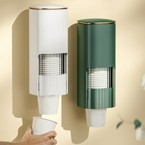 Disposable Paper Cups for Water Fountains, Wall Mounted Storage Holder with Easy Punch-Down Dispenser, Durable ABS Plastic for Home, Office, and Public Use FAJHHA | Green