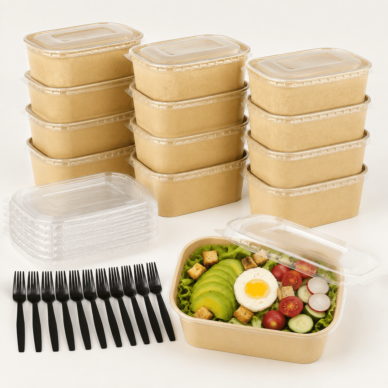 Disposable Paper Food Containers with Lids and Forks - Walmart.com