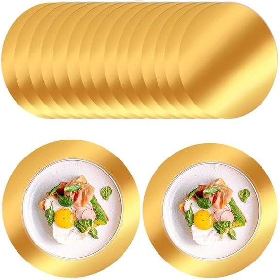 Disposable Paper Placemats for Dining Table,Bexikou 50Pcs Round Mirrored Gold Placemats,Foil Decorative Place Mats for Kitchen Banquet Table Setting Wedding Birthday Dinner Party Decor