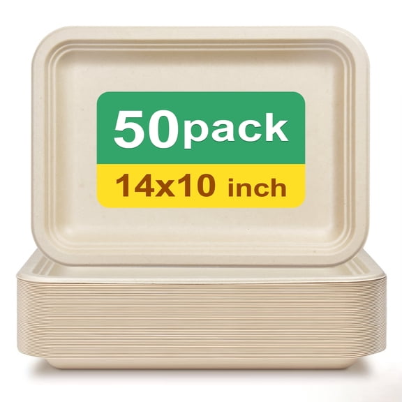 Disposable Paper Plate, Square, Chicken Roast Tray, 14 In, 50 count