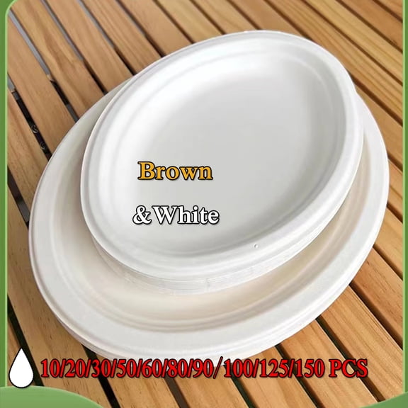 Disposable Paper Plates,12.5 Inch Oval Paper Plates,Super Strong Eco-Friendly Plates,100% Compostable Biodegradable Plates,White Oval Paper Dinner Plates for Party,Picnic,Large,Thicken