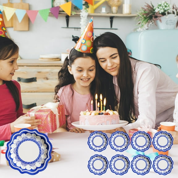 Disposable Paper Plates for Dinner | 8 Count | Waterproof & Oil-Proof | Thickened Round Tableware | 8.66 Inch Diameter | Family Gatherings & Outdoor Picnics