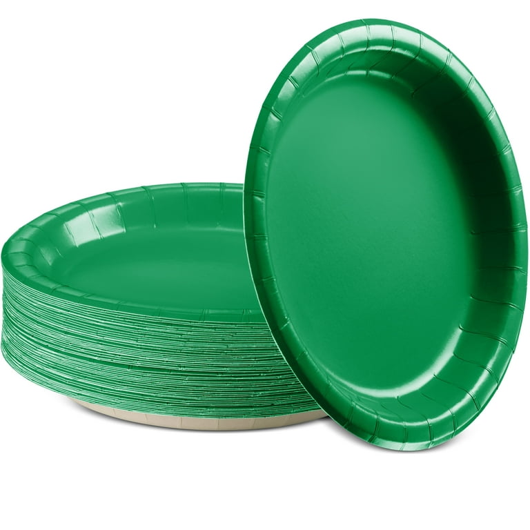 Disposable Paper Plates Green, 6 3/4 Inches Paper Dessert Plates, Strong  and Sturdy Disposable Plates for Party, Dinner, Holiday, Picnic, or Travel