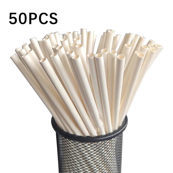 Disposable Paper Straws 50 Pack, Usupdd Eco-Friendly Biodegradable Drinking Straws for Party, Heavy Duty Sturdy Paper Straws for Hot Cold Beverages, Dessert Cake Decoration, Crafts, Birthday,