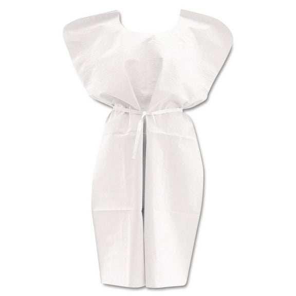 Disposable Patient Gowns 3-Ply Tissue Poly Tissue 30" x 42" White 50/Carton NON24355