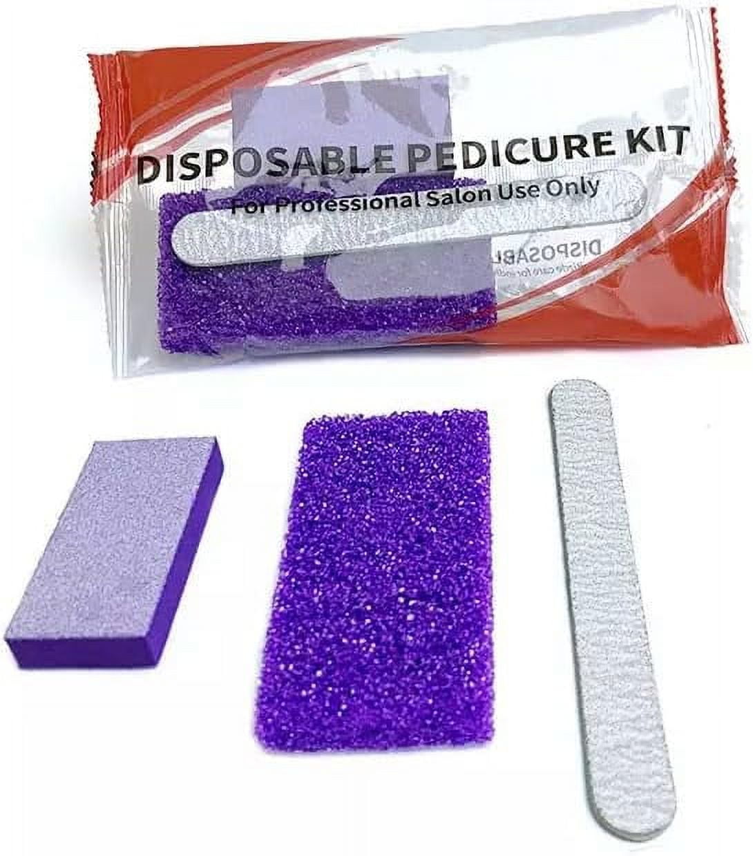 Disposable Pedicure Kit, 3 In 1 (Purple Pumice Pad, Wood Nail File 100/