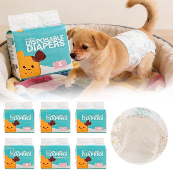 Disposable Pet Diapers Comfort Fit Leak Proof Puppy Diapers Adjustable Multi Size For Dogs And Cats(Sky Blue-Xxs)