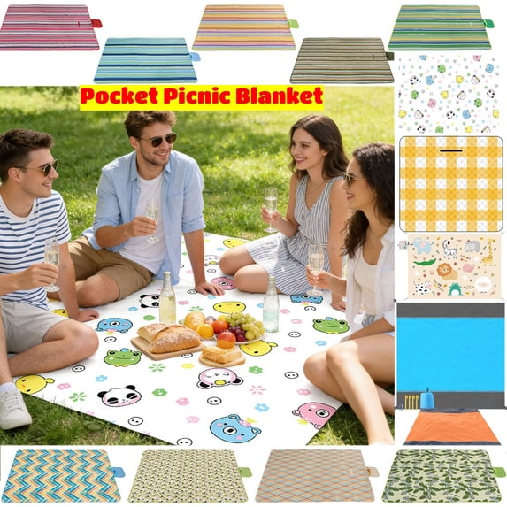 Disposable Picnic Blanket 78.7"x86.6" Extra Large Waterproof Oil-proof Floor Mat, Portable Thickened Outdoor Tablecloth for 4-6 Adults for Camping, Beach, Party and Outing, AKLJWH