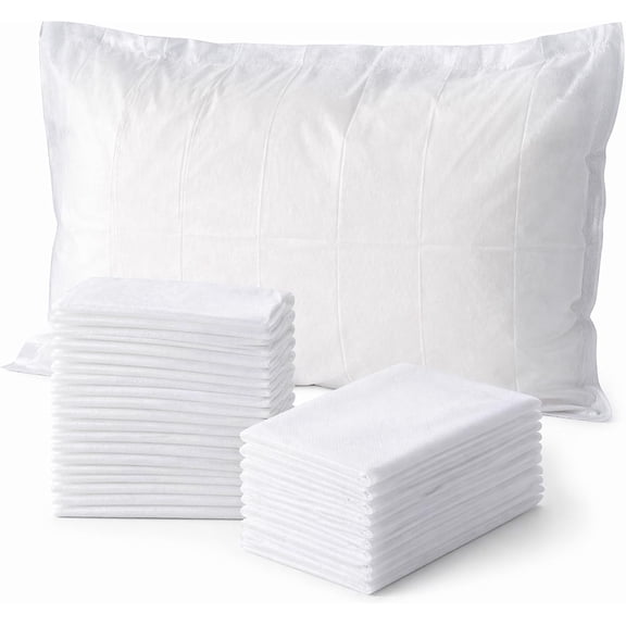 Disposable Pillow Case Covers, 100 Pack, 20 x 31.5 Inch White Single Use Pillow Covers for Travel, Guest Room, Massage Table, Spa and Temporary Bedding
