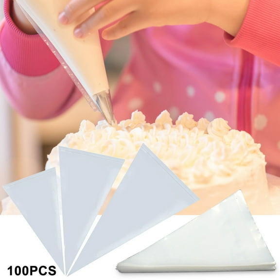 Disposable Piping Bags 100 PCS | Extra Thick Icing Pastry Bags | Burst-Resistant Decorating Tool for Cake, Cookies, Cream, Chocolate | Food Grade | Large Capacity | Convenient Cleanup