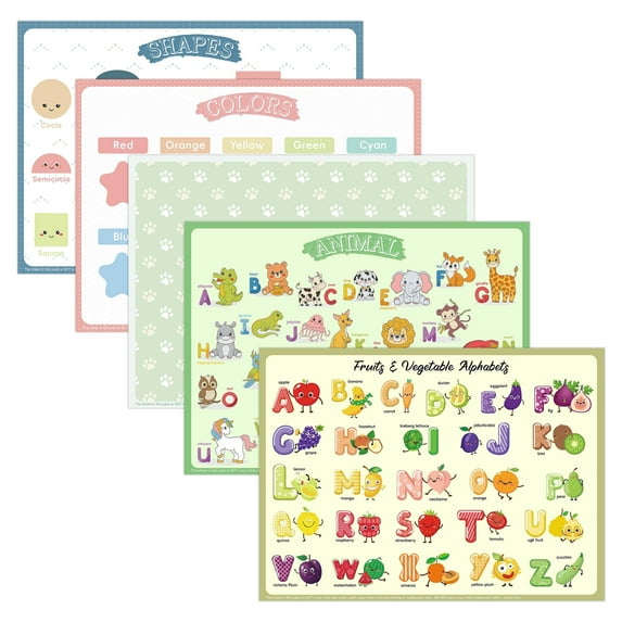 Disposable Placemats 60 Waterproof Placemats with 5 Cute Animal Designs