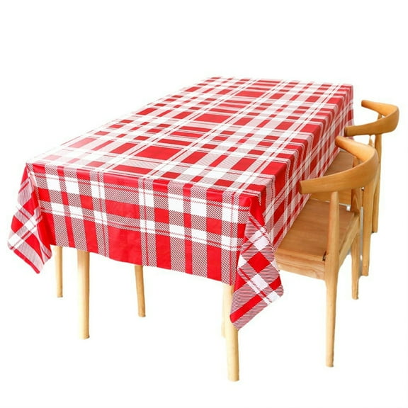 Disposable Plaid Plastic Tablecloth, Thick Waterproof Party Table Cover, 54 x 108 in
