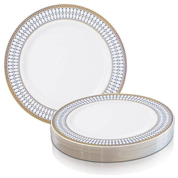 Disposable Plastic 10.25" Dinner Plates Chords Design (120 plates)