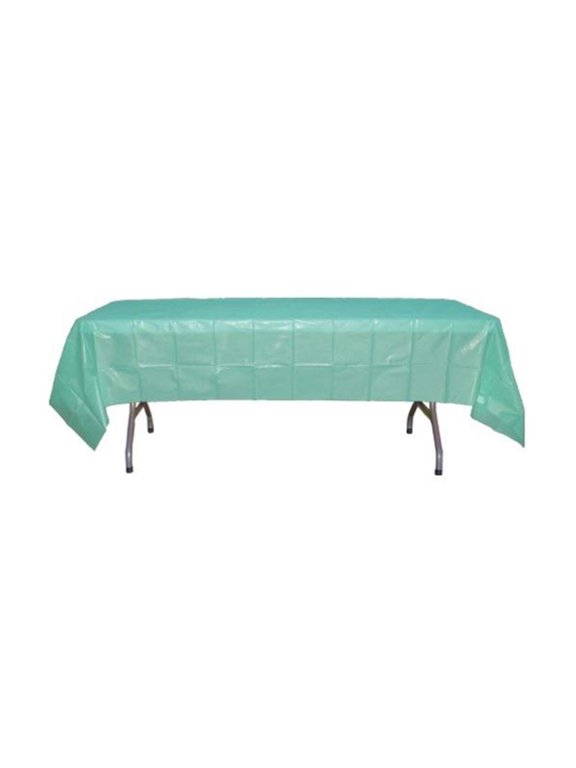 Disposable Plastic Aqua Blue Table Cover - Rectangular - 54in. x 108in. (fdp90001)