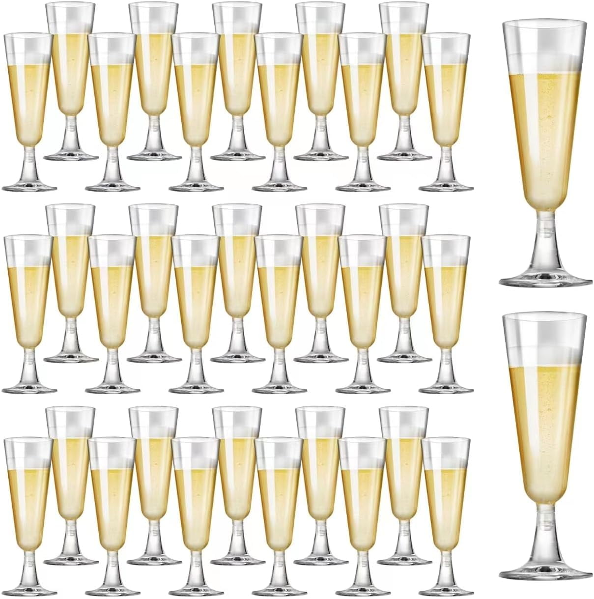 Disposable Plastic Champagne Flutes, 5 oz Clear Glasses, 40 Pack for Weddings, New Year’s Eve, Engagement & Birthday Parties
