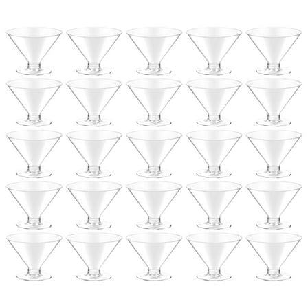 Disposable Plastic Cocktail Cups - 5 oz Clear Party Glasses, 25-Pack for Champagne, Whiskey, Desserts, Events & Celebrations
