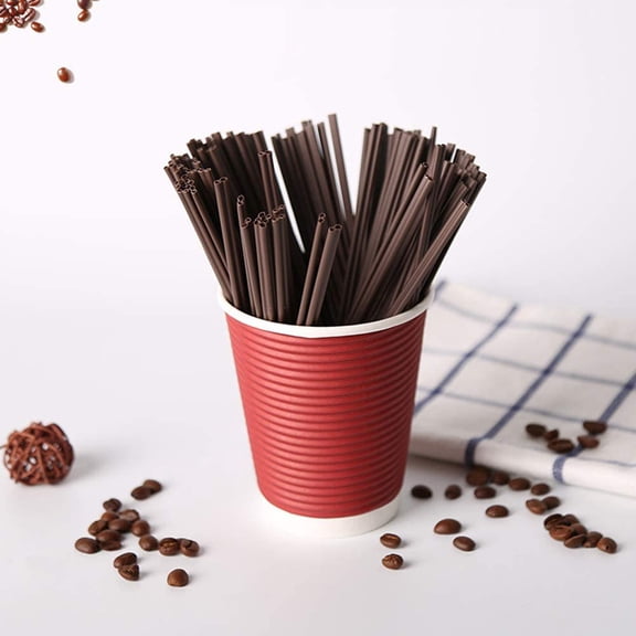 Disposable Plastic Coffee Stirrer Straw - 7 Inch Sip Stir Stick (Coffee, 50)